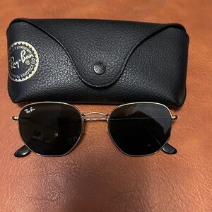 Ray-Ban Gold Frame Sunglasses with Black Lenses